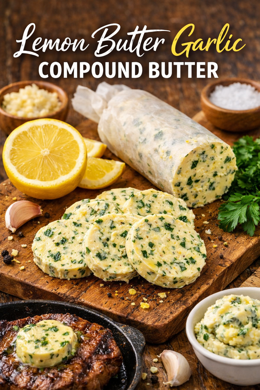 Lemon Butter Garlic Compound Butter (The 5-Minute Upgrade for Steak, Chicken & Seafood)
