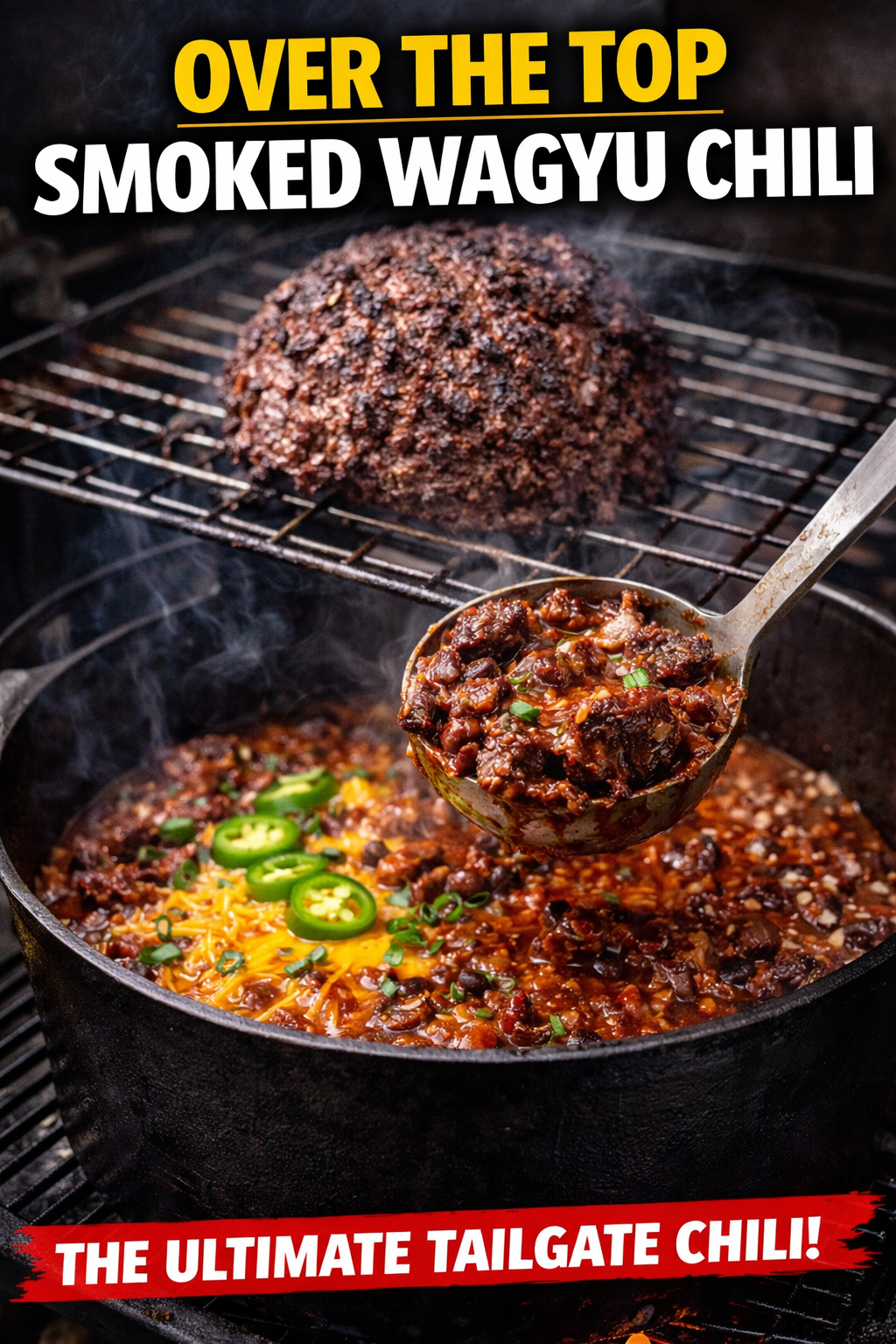 Over The Top Smoked Wagyu Chili (Ultimate Tailgate Smoker Recipe)
